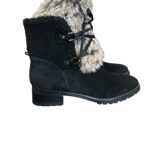 Talbots Tish faux fur and black suede ankle boots SZ 7.5 - Picture 2 of 6